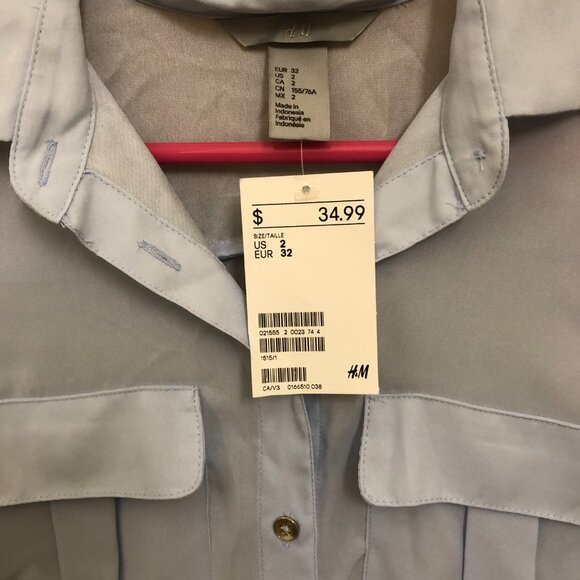 H&M sheer blue button down blouse - Picture 3 of 3